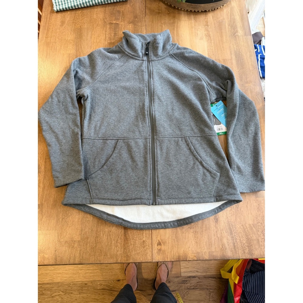 Skechers GOwalk Womens XL Gray Full Zip Fleece Jacket Mock Neck NWT